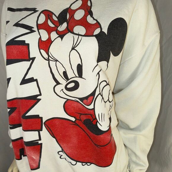 Vintage Disney Minnie Mouse Sweatshirt XL Made USA 90s Red Polka Dot Bow Graphic - Picture 7 of 15